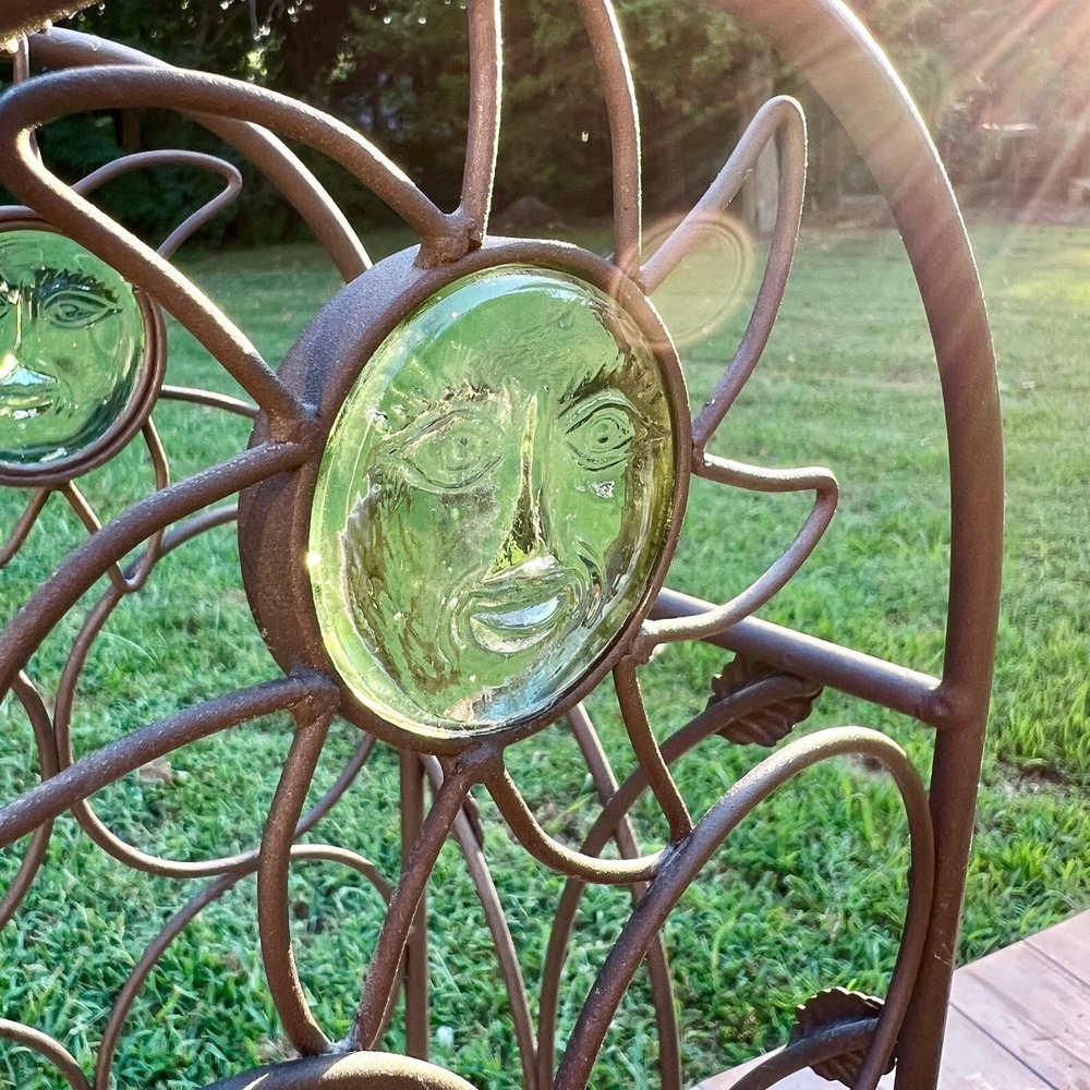 Vintage Celestial Sun With Face Iron Wine Rack - Picture 12 of 14